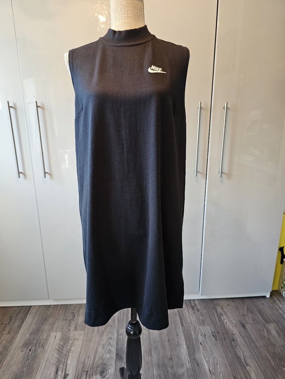 Nike Black Cotton Sleeveless High-Neck Shift Dress